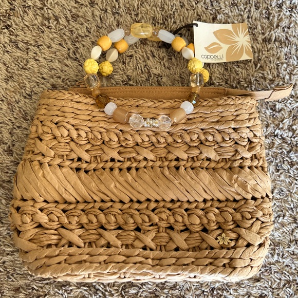 NWT Cappelli Straworld Satchel With Beaded Handle - Picture 2 of 5